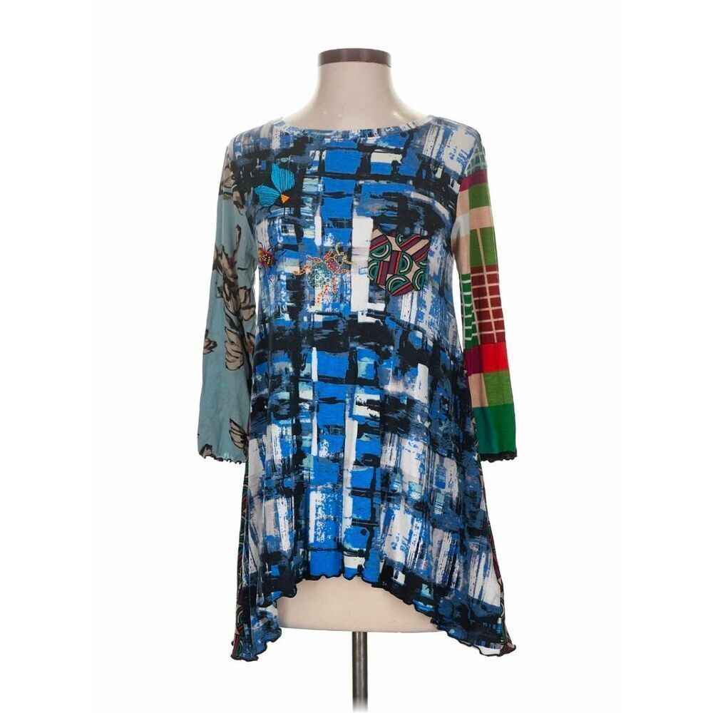 VTG Y2K Desigual Bug Beetle Abstract Art Printed Top Sz. S